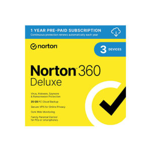 Norton 360 Deluxe, Antivirus software for 3 Devices with Auto Renewal - Includes VPN, PC Cloud Backup & Dark Web